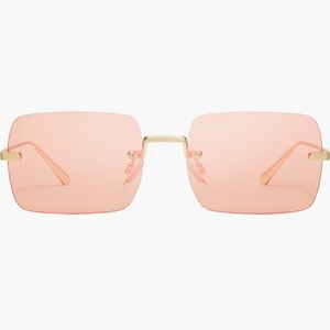 Quay Australia Rimless Square Sunglasses in Pink with Gold Bridge NWT wQuaycase